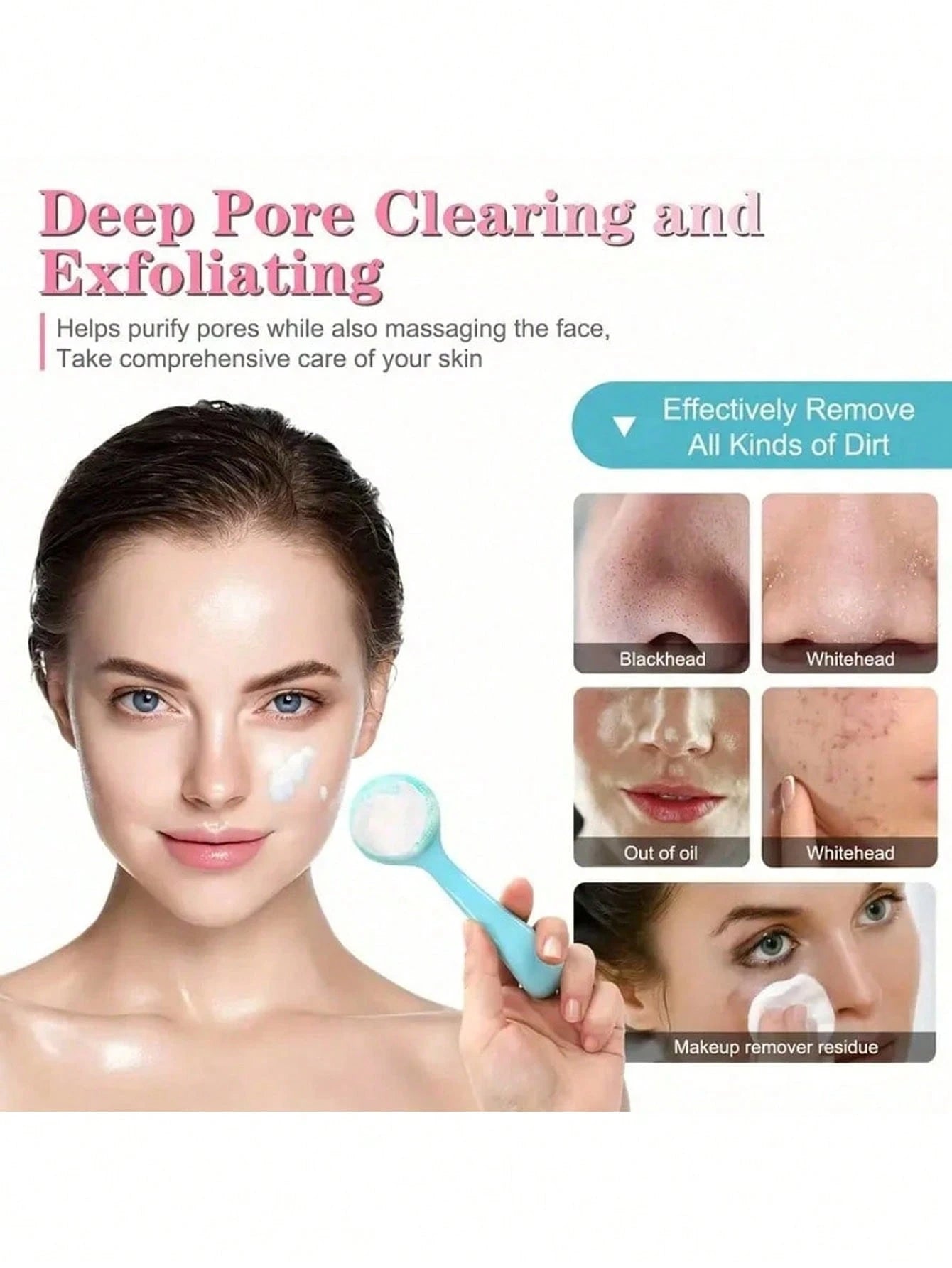 5/2pcs Mini Handheld Oval Facial Cleansing Brush (With Shampoo Brush & Massage Brush), Deep Cleansing Face Brush, Gentle Exfoliating Massage Cleansing Brush, Skincare Tool, Travel Tool
