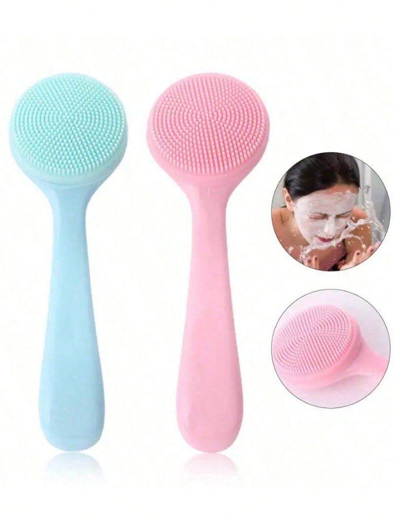 5/2pcs Mini Handheld Oval Facial Cleansing Brush (With Shampoo Brush & Massage Brush), Deep Cleansing Face Brush, Gentle Exfoliating Massage Cleansing Brush, Skincare Tool, Travel Tool