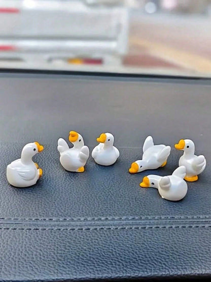 5/6Pcs Mini Goose Resin Car Dashboard Ornaments- Cute Plump Cartoon Goose Figurines, Anti-Slip Epoxy Base, Stress-Relief Decor For Car Interior/Vanity/Office Desk/Miniature Garden, Perfect Gift For A