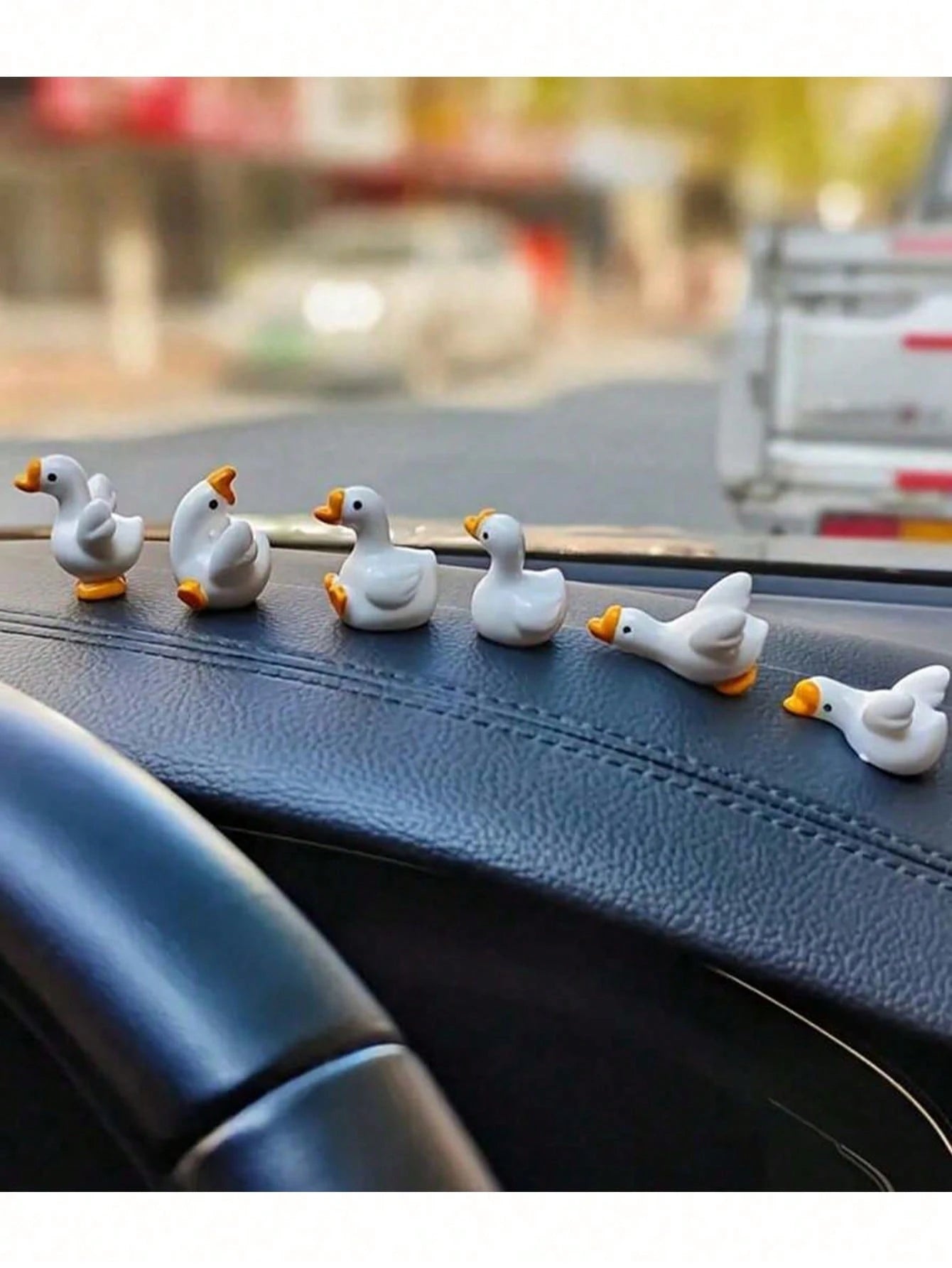 5/6Pcs Mini Goose Resin Car Dashboard Ornaments- Cute Plump Cartoon Goose Figurines, Anti-Slip Epoxy Base, Stress-Relief Decor For Car Interior/Vanity/Office Desk/Miniature Garden, Perfect Gift For A
