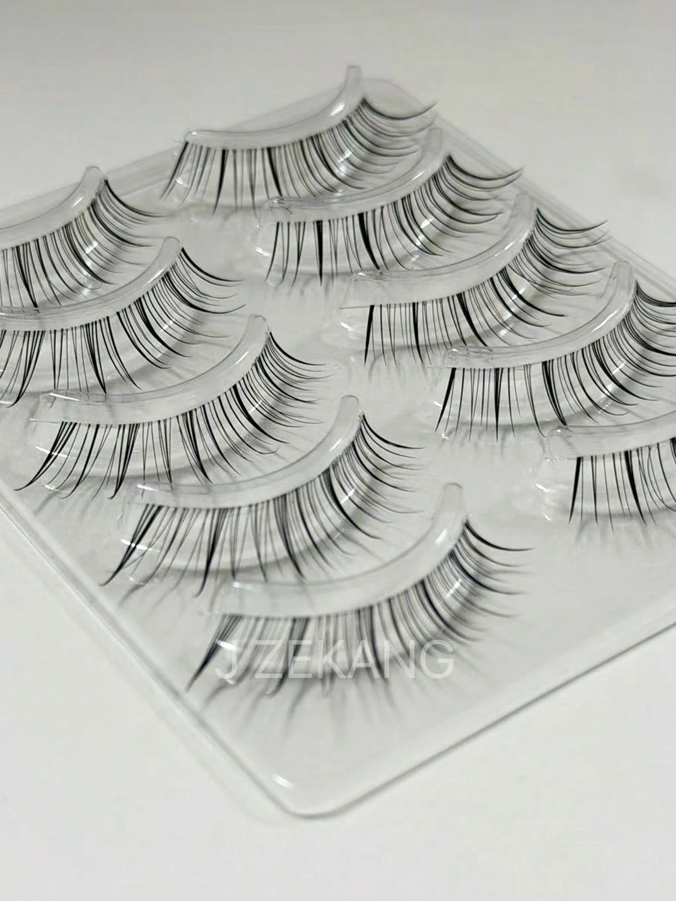 5 Pairs Clear Diagonal Winged False Eyelashes, Wet Tip Natural Realistic Uplifted One-Piece Cartoon Fox-Style Elongated Eye Tail Japanese-Style Clustered Lashes