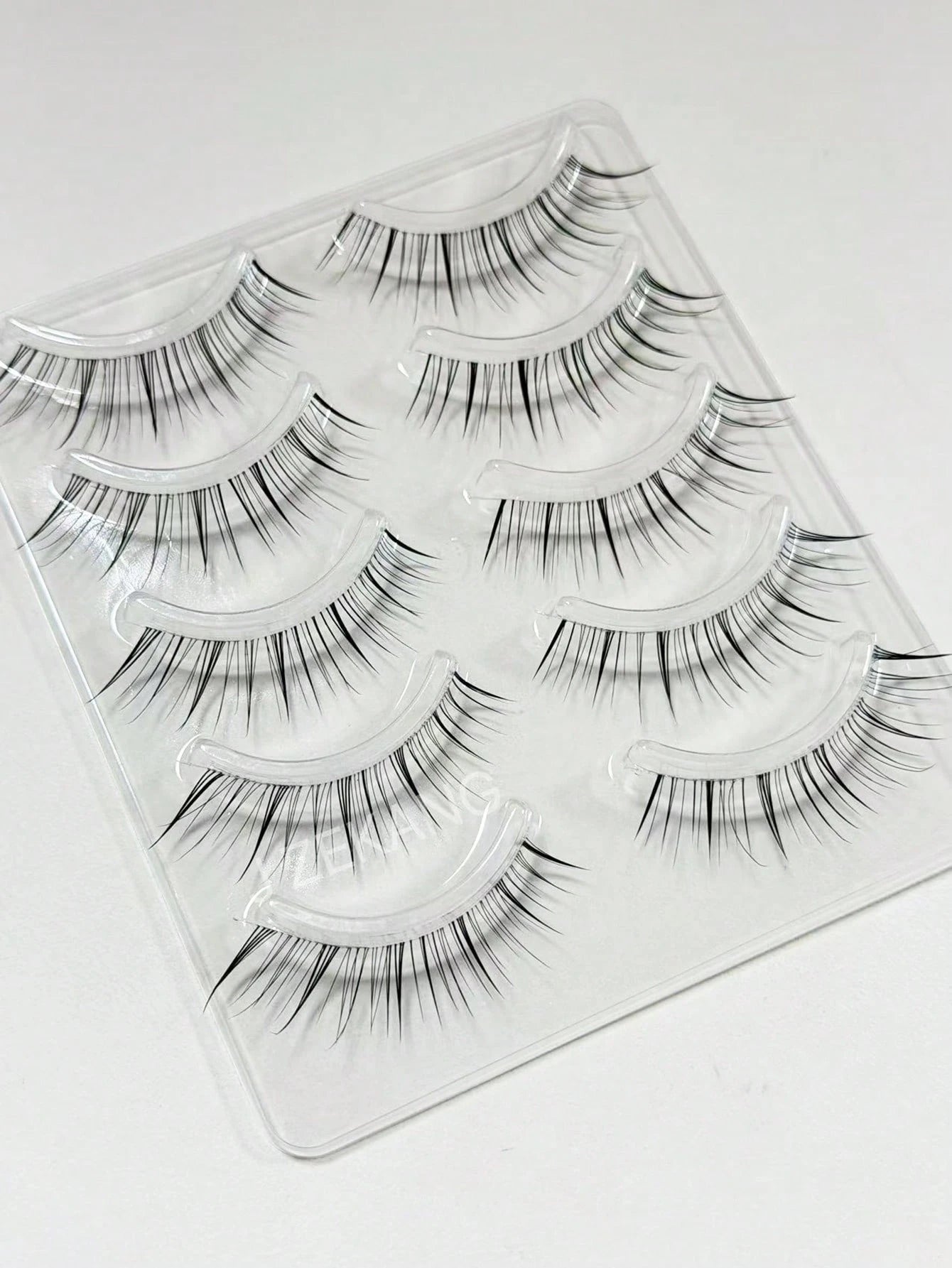 5 Pairs Clear Diagonal Winged False Eyelashes, Wet Tip Natural Realistic Uplifted One-Piece Cartoon Fox-Style Elongated Eye Tail Japanese-Style Clustered Lashes