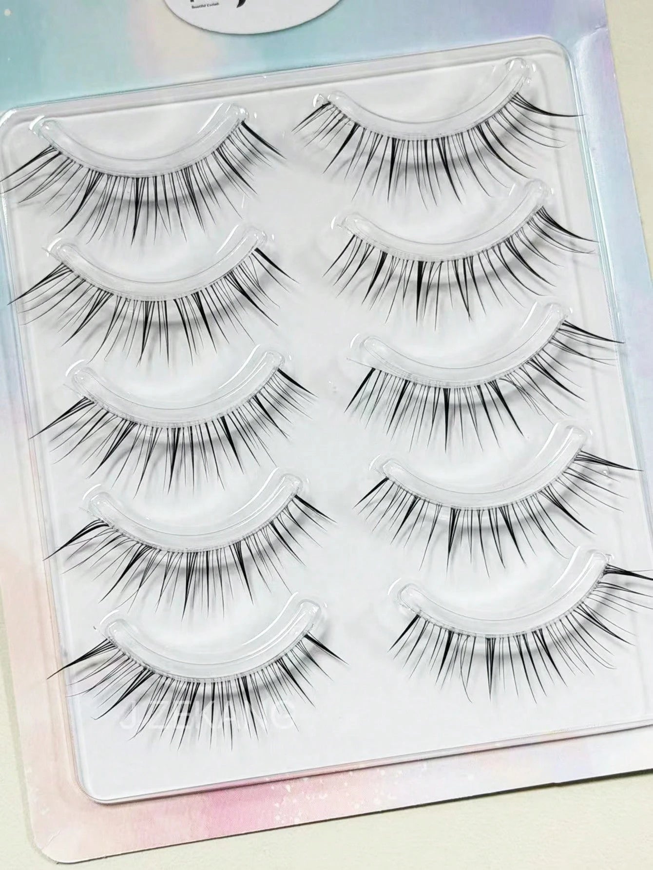 5 Pairs Clear Diagonal Winged False Eyelashes, Wet Tip Natural Realistic Uplifted One-Piece Cartoon Fox-Style Elongated Eye Tail Japanese-Style Clustered Lashes