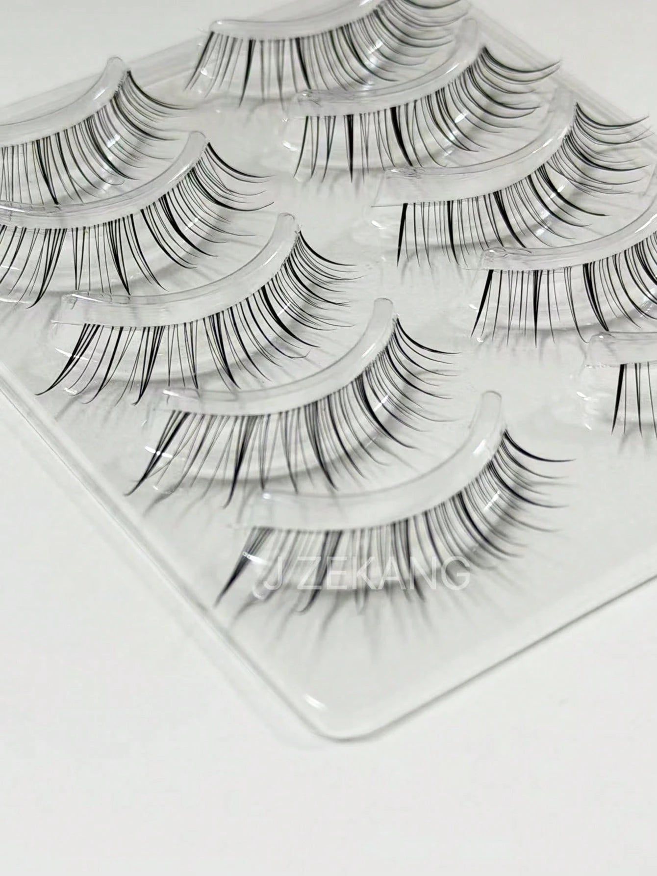 5 Pairs Clear Diagonal Winged False Eyelashes, Wet Tip Natural Realistic Uplifted One-Piece Cartoon Fox-Style Elongated Eye Tail Japanese-Style Clustered Lashes