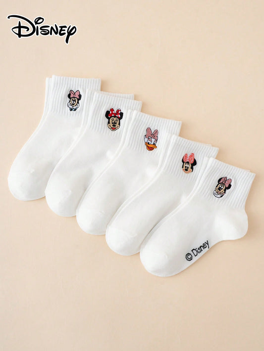 5 Pairs Of Interesting And Personalized Cartoon-Style Cute Embroidered Disney Sock Series Daisy Pattern Tights