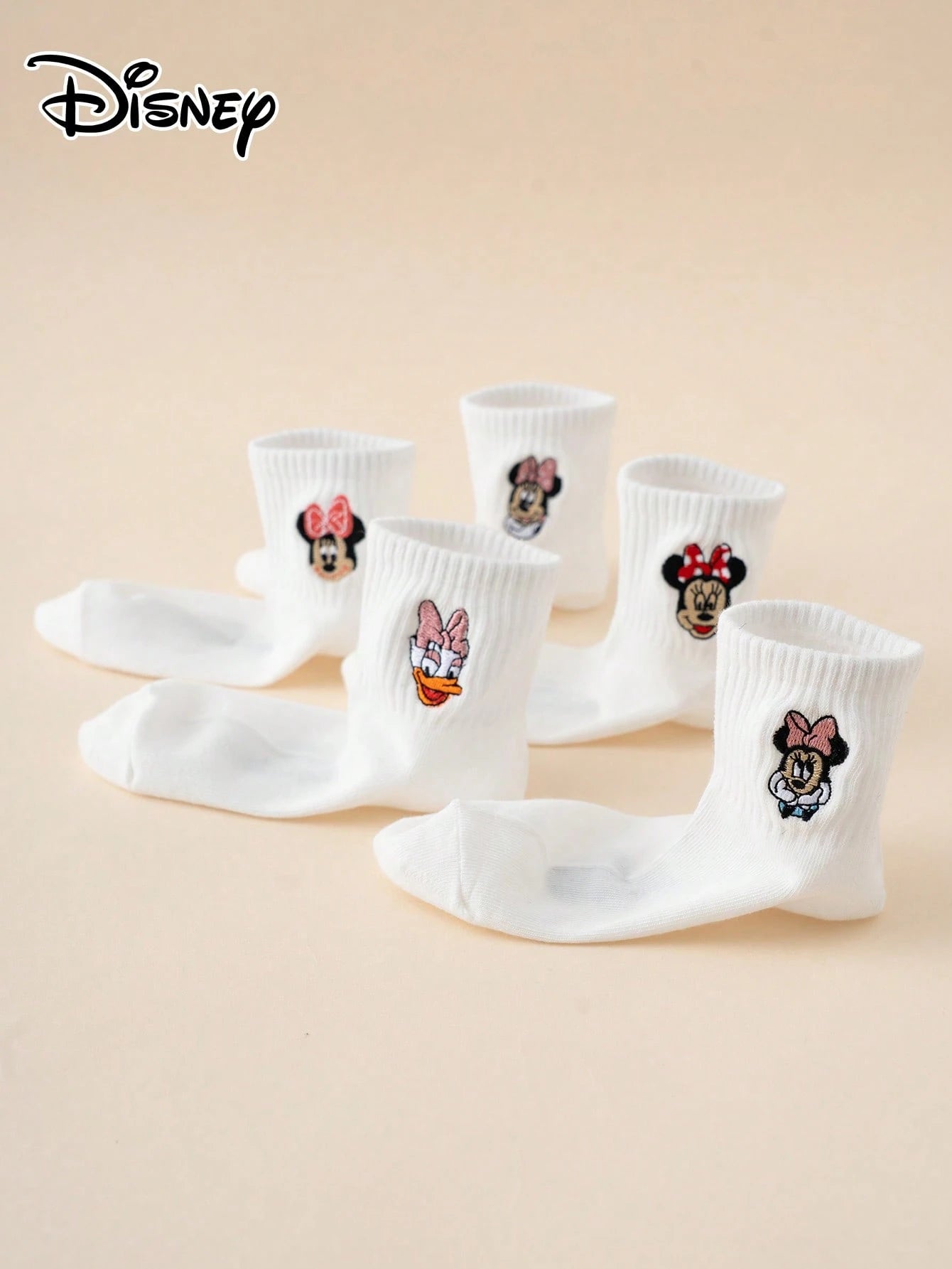 5 Pairs Of Interesting And Personalized Cartoon-Style Cute Embroidered Disney Sock Series Daisy Pattern Tights