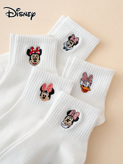5 Pairs Of Interesting And Personalized Cartoon-Style Cute Embroidered Disney Sock Series Daisy Pattern Tights