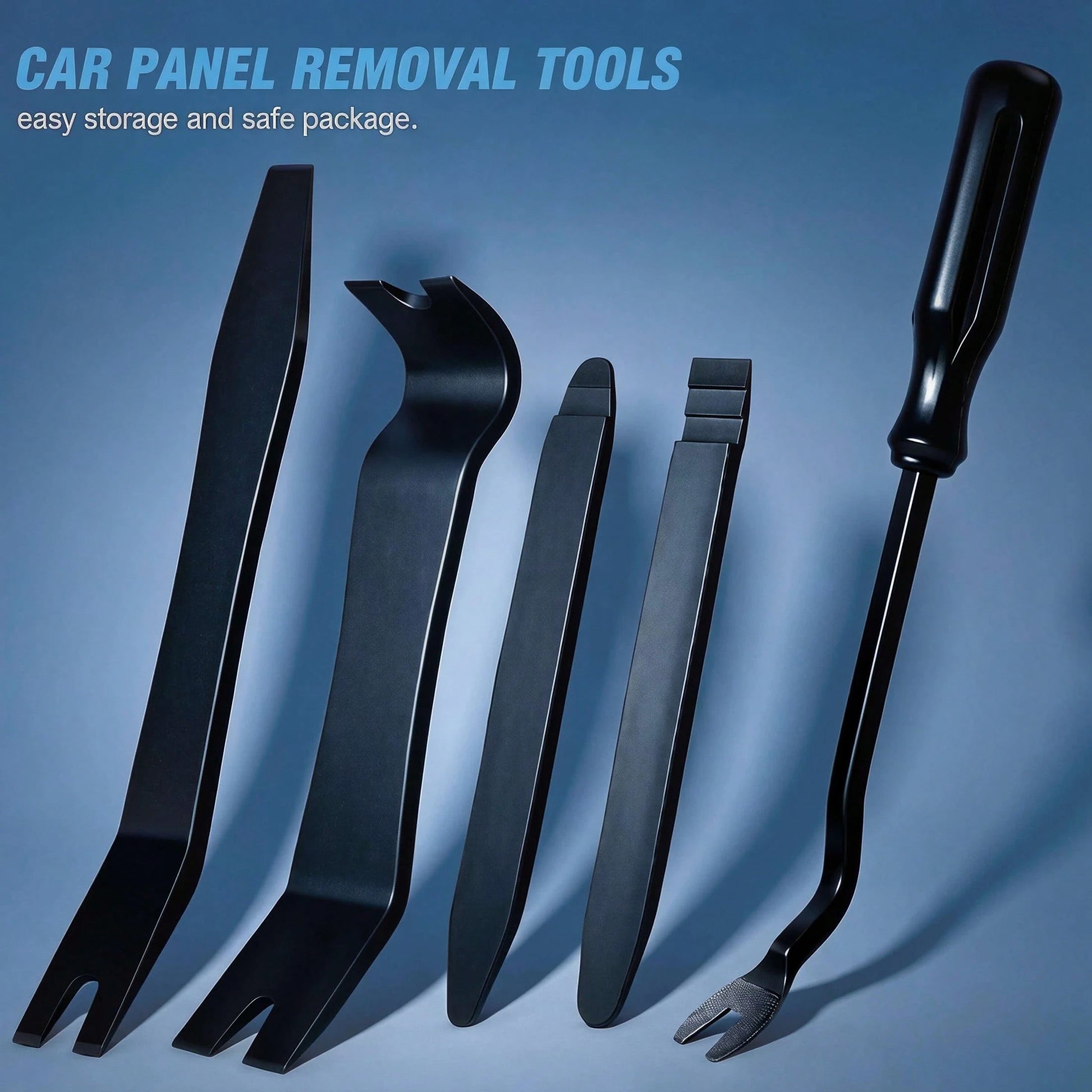 5 Pieces Of Car Accessory Disassembly Kit With Solid Metal Pry Bar For Disassembly. Smooth Curved Edges Can Prevent Scratches On The Car Paint Surface. Very Suitable For Car Maintenance, Vehicle Modif