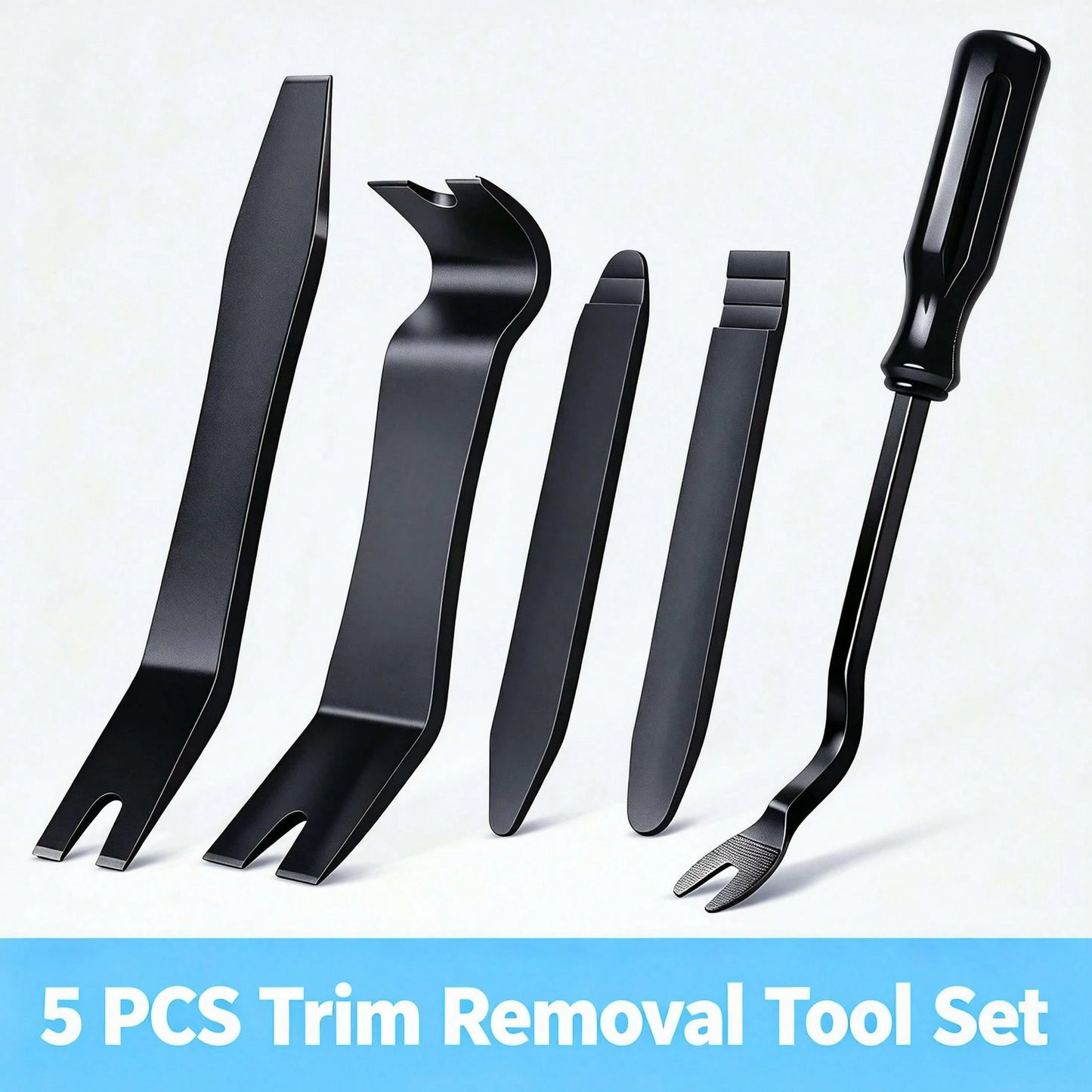 5 Pieces Of Car Accessory Disassembly Kit With Solid Metal Pry Bar For Disassembly. Smooth Curved Edges Can Prevent Scratches On The Car Paint Surface. Very Suitable For Car Maintenance, Vehicle Modif