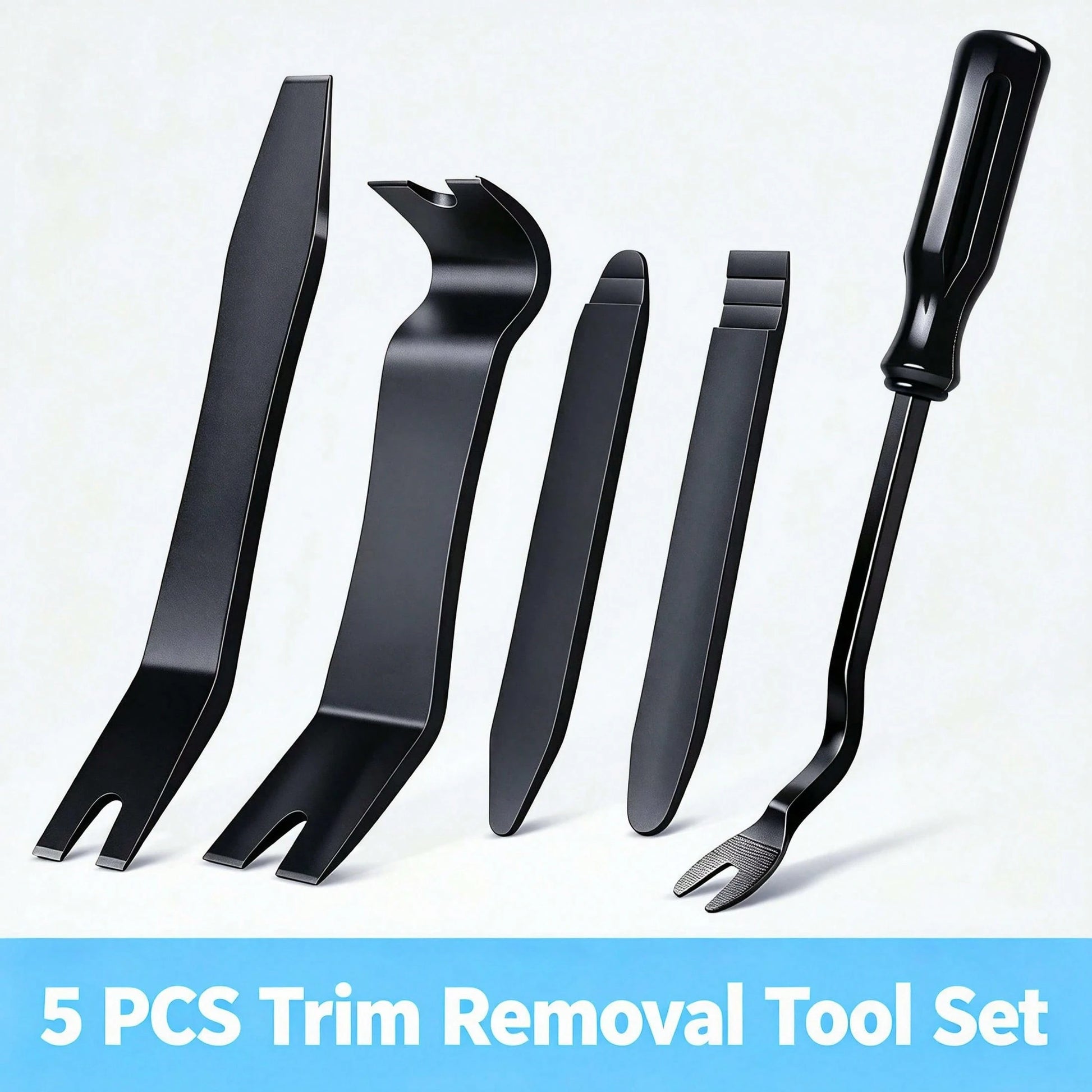 5 Pieces Of Car Accessory Disassembly Kit With Solid Metal Pry Bar For Disassembly. Smooth Curved Edges Can Prevent Scratches On The Car Paint Surface. Very Suitable For Car Maintenance, Vehicle Modif