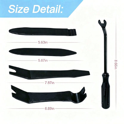 5 Pieces Of Car Accessory Disassembly Kit With Solid Metal Pry Bar For Disassembly. Smooth Curved Edges Can Prevent Scratches On The Car Paint Surface. Very Suitable For Car Maintenance, Vehicle Modif