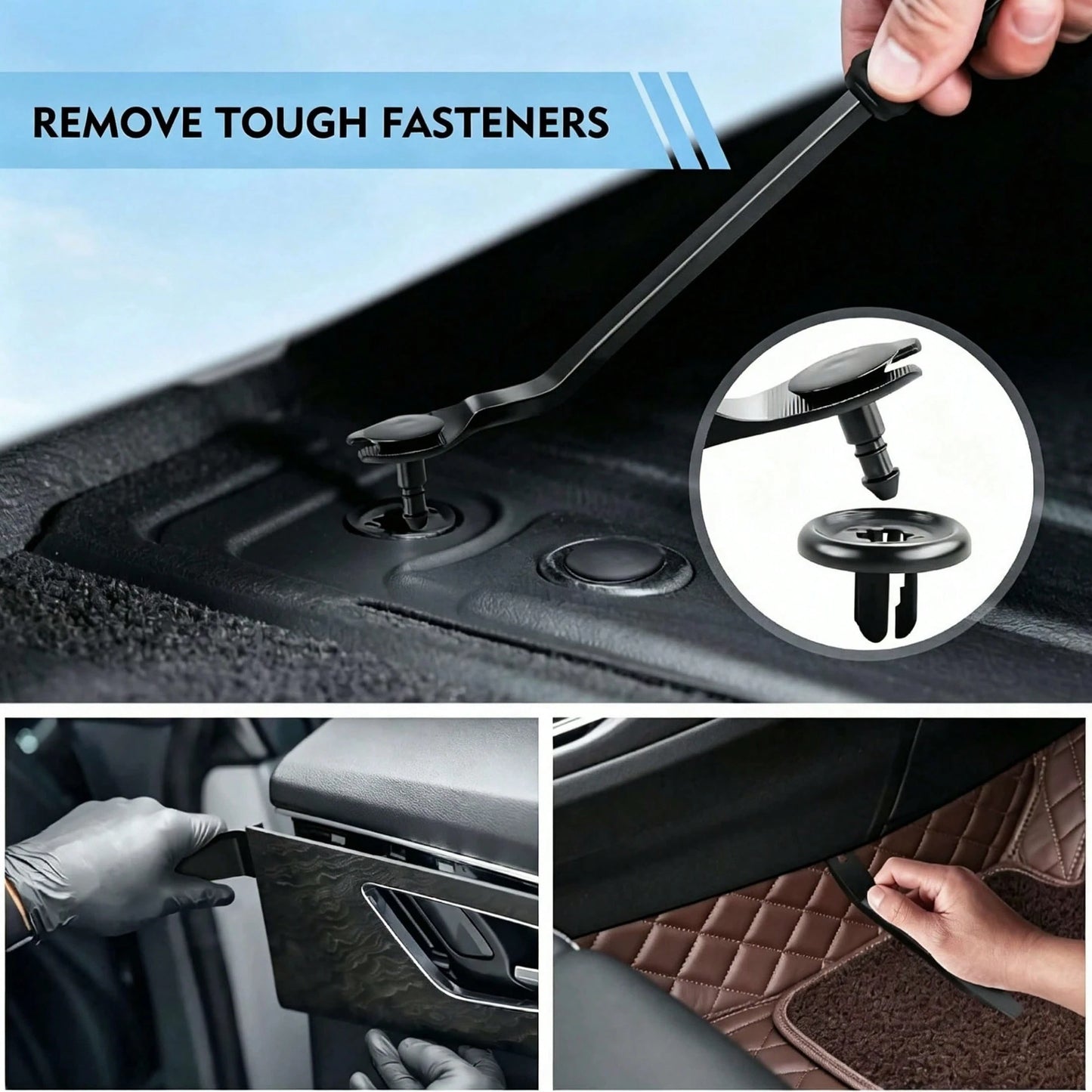 5 Pieces Of Car Accessory Disassembly Kit With Solid Metal Pry Bar For Disassembly. Smooth Curved Edges Can Prevent Scratches On The Car Paint Surface. Very Suitable For Car Maintenance, Vehicle Modif
