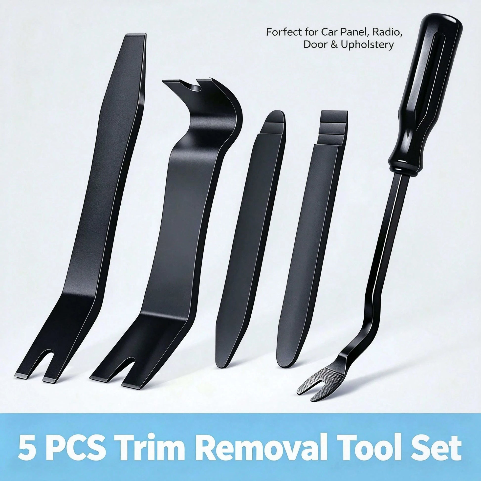 5 Pieces Of Car Accessory Disassembly Kit With Solid Metal Pry Bar For Disassembly. Smooth Curved Edges Can Prevent Scratches On The Car Paint Surface. Very Suitable For Car Maintenance, Vehicle Modif