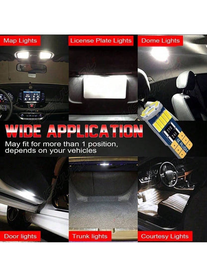 5 X 6000k White T10 168 194 2825 W5W LED Bulbs For Interior License Plate Light