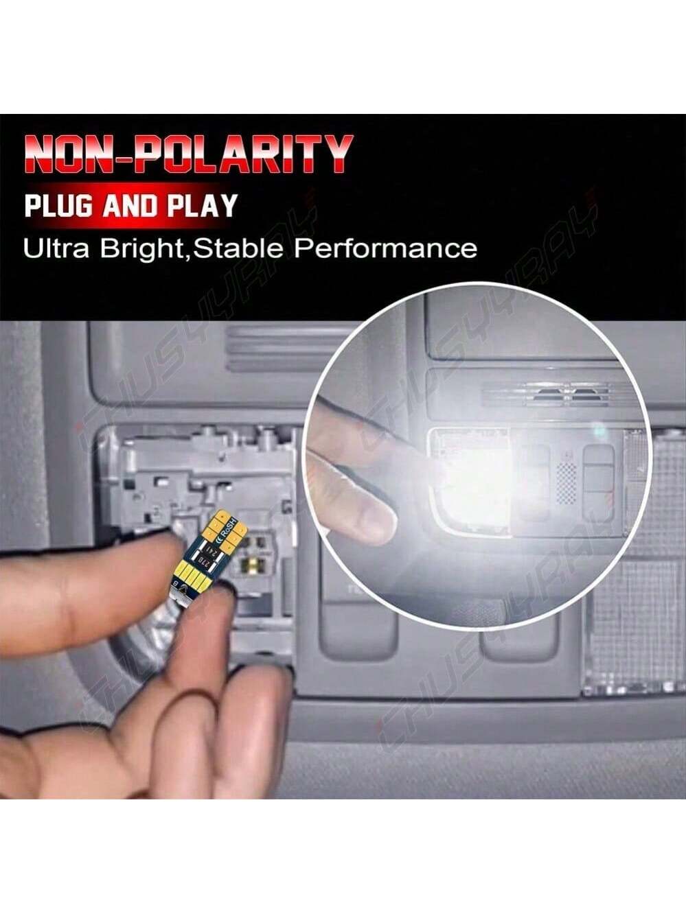 5 X 6000k White T10 168 194 2825 W5W LED Bulbs For Interior License Plate Light