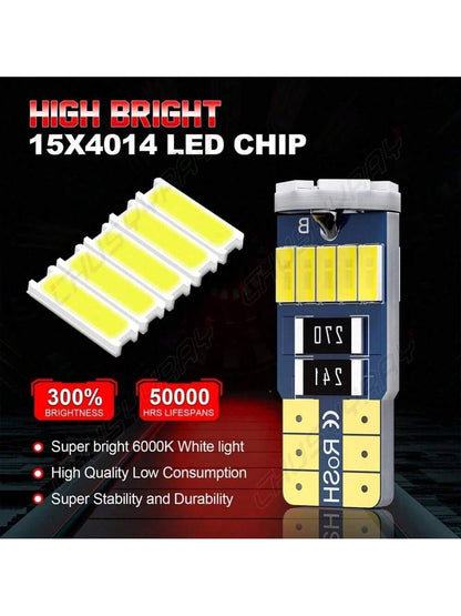 5 X 6000k White T10 168 194 2825 W5W LED Bulbs For Interior License Plate Light
