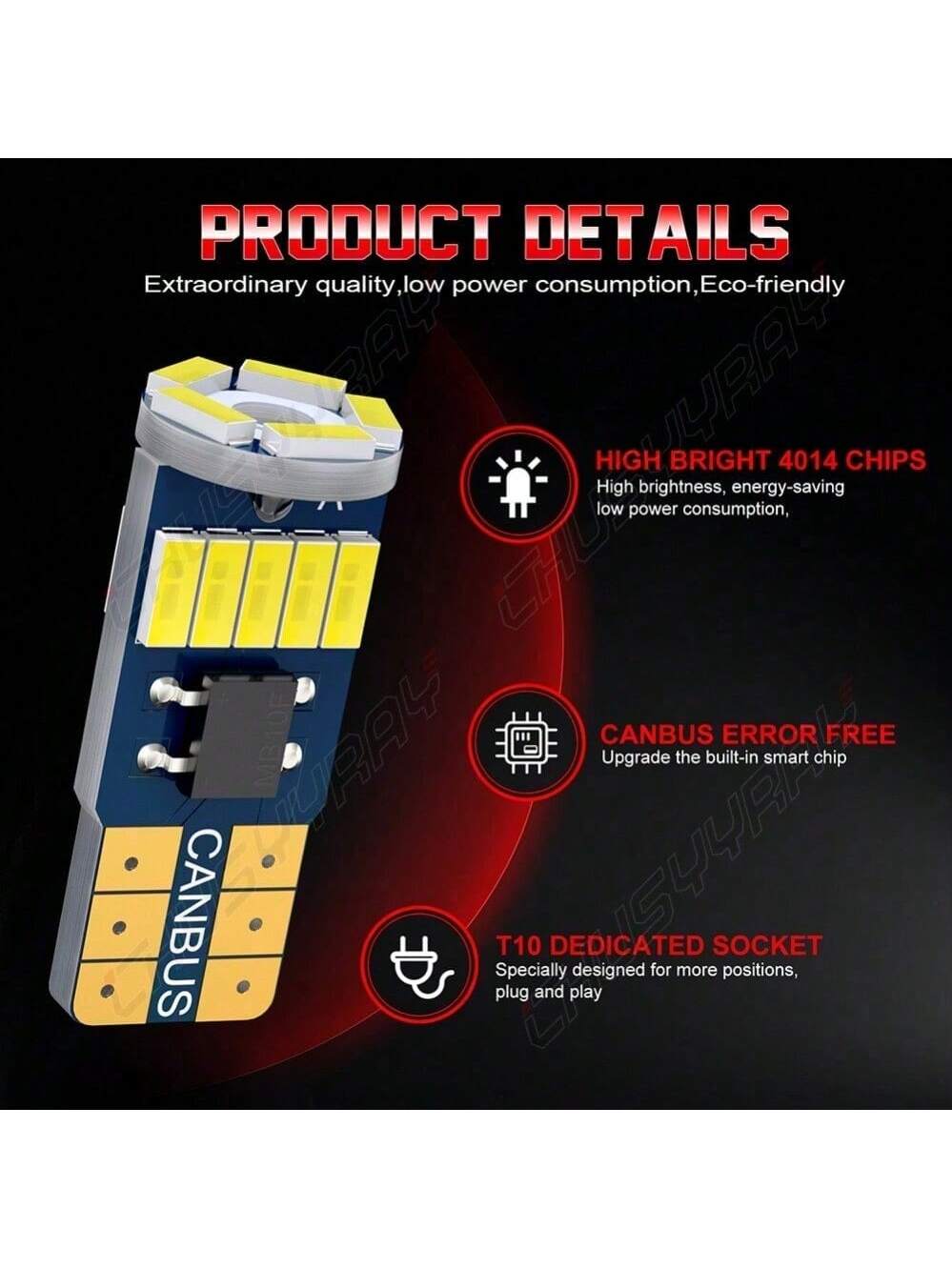 5 X 6000k White T10 168 194 2825 W5W LED Bulbs For Interior License Plate Light