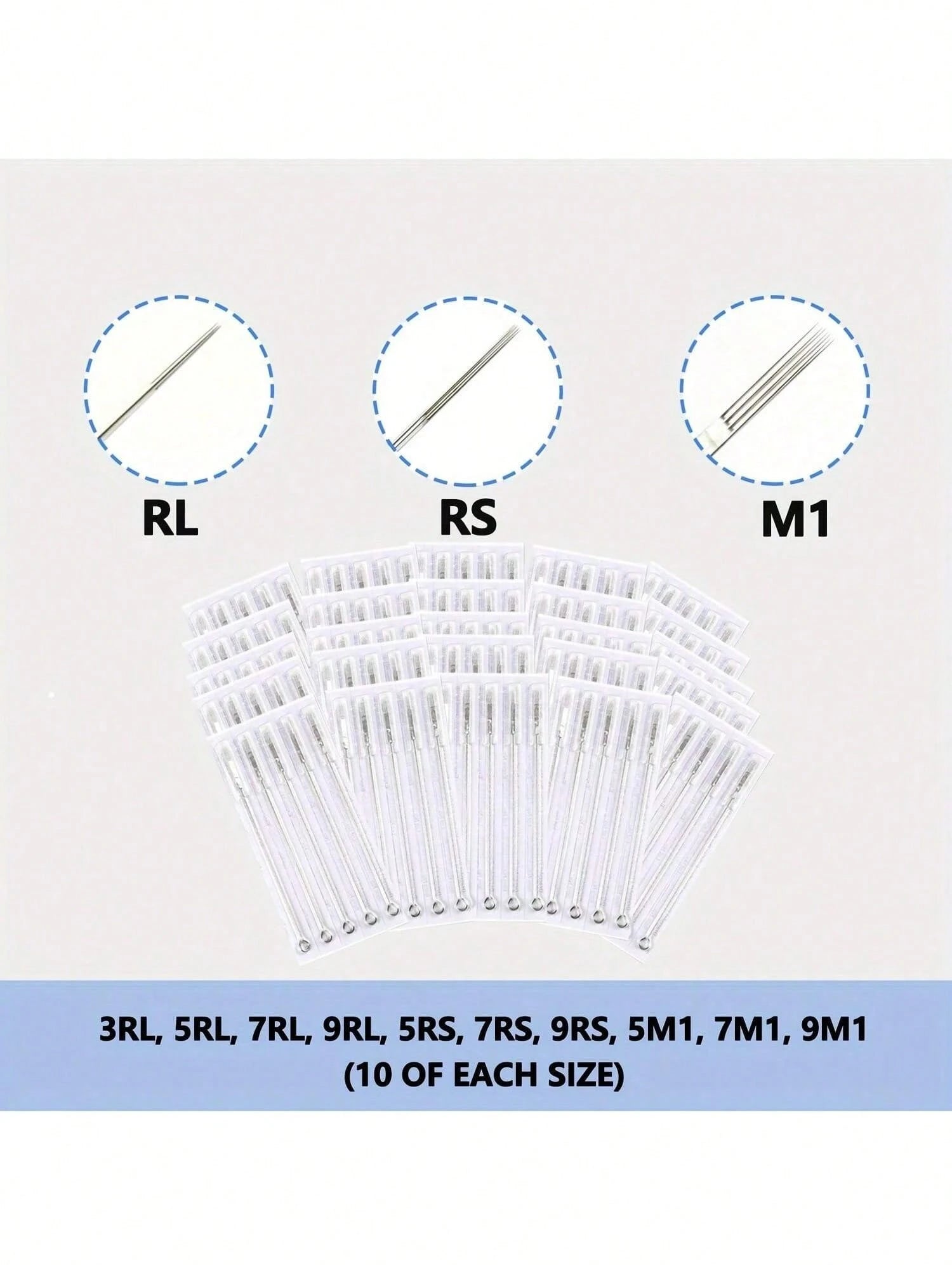 50/100pcs Mixed Tattoo Needles, Stainless Steel Sterilized Tattoo Gun Needles, Precision Line, Shade And Large Needle Combination, Professional Tattoo Art Use