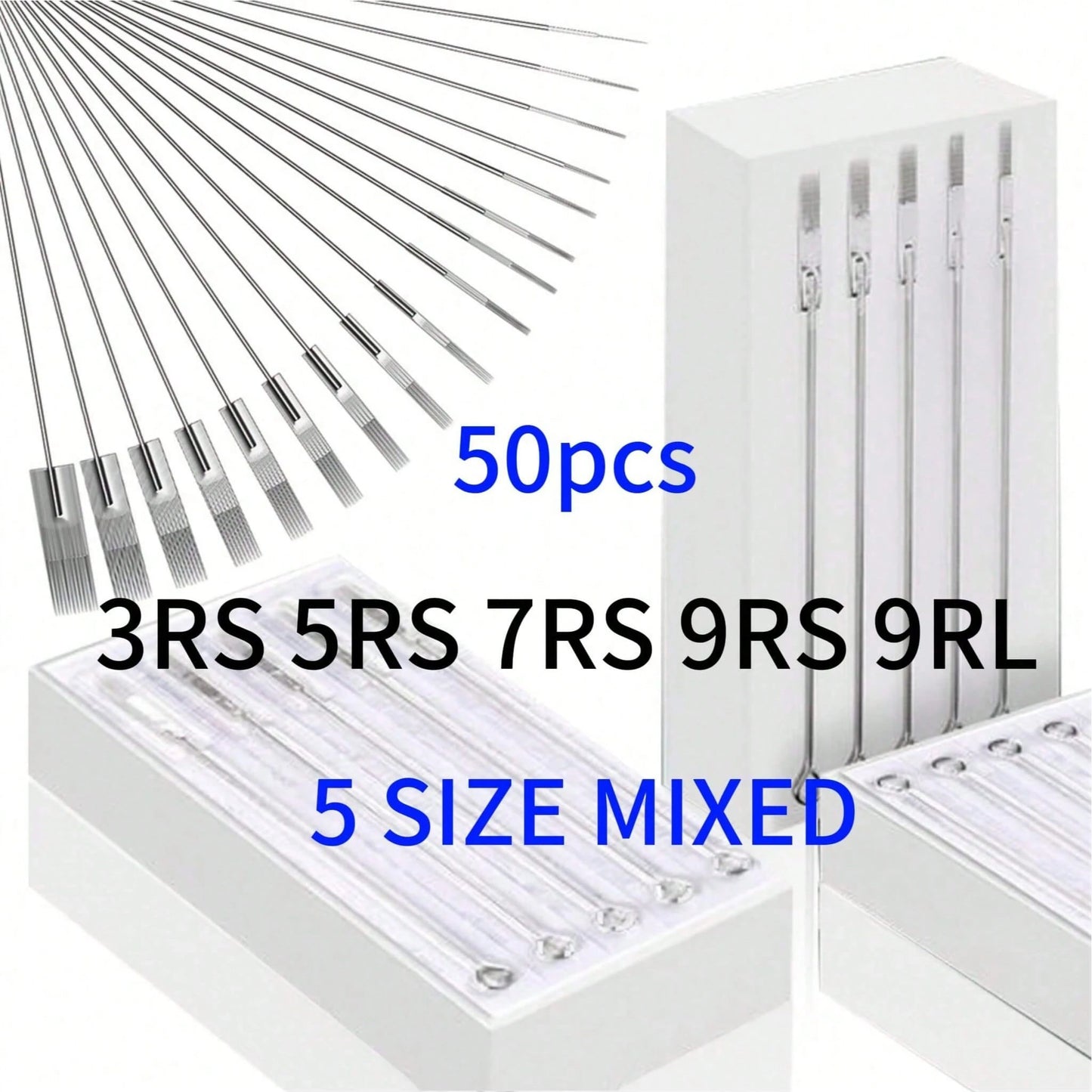 50/100pcs Mixed Tattoo Needles, Stainless Steel Sterilized Tattoo Gun Needles, Precision Line, Shade And Large Needle Combination, Professional Tattoo Art Use