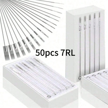 50/100pcs Mixed Tattoo Needles, Stainless Steel Sterilized Tattoo Gun Needles, Precision Line, Shade And Large Needle Combination, Professional Tattoo Art Use
