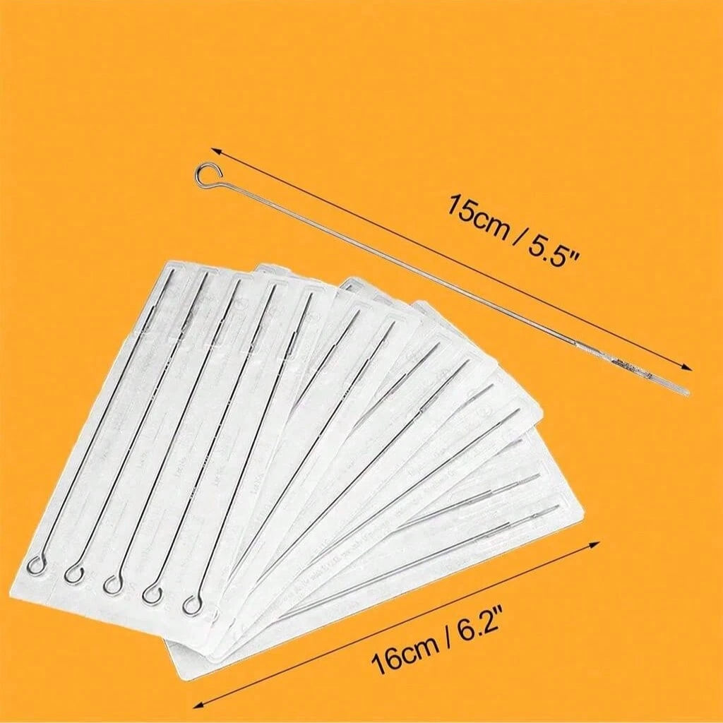 50/100pcs Mixed Tattoo Needles, Stainless Steel Sterilized Tattoo Gun Needles, Precision Line, Shade And Large Needle Combination, Professional Tattoo Art Use