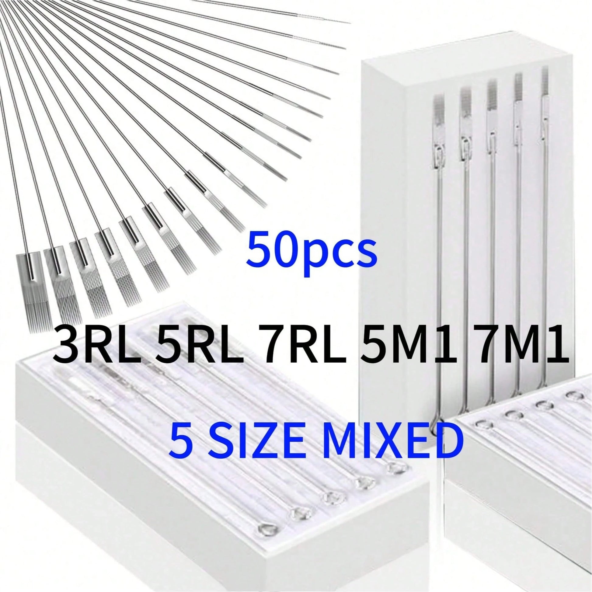 50/100pcs Mixed Tattoo Needles, Stainless Steel Sterilized Tattoo Gun Needles, Precision Line, Shade And Large Needle Combination, Professional Tattoo Art Use