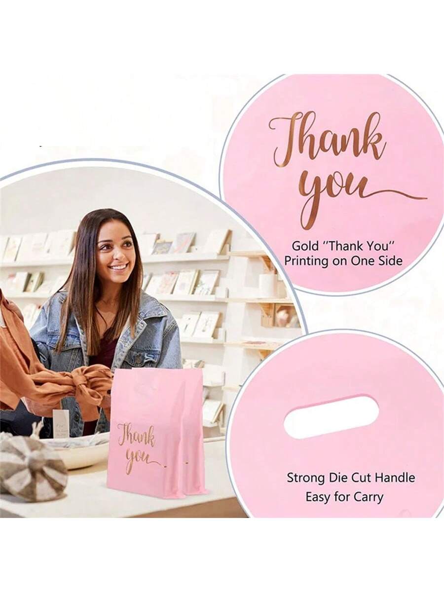 50/20pcs Thank You Gift Bags Wedding Candy Biscuit Packaging Plastic Bag Birthday Party Gift For Guests Small Business Supplies