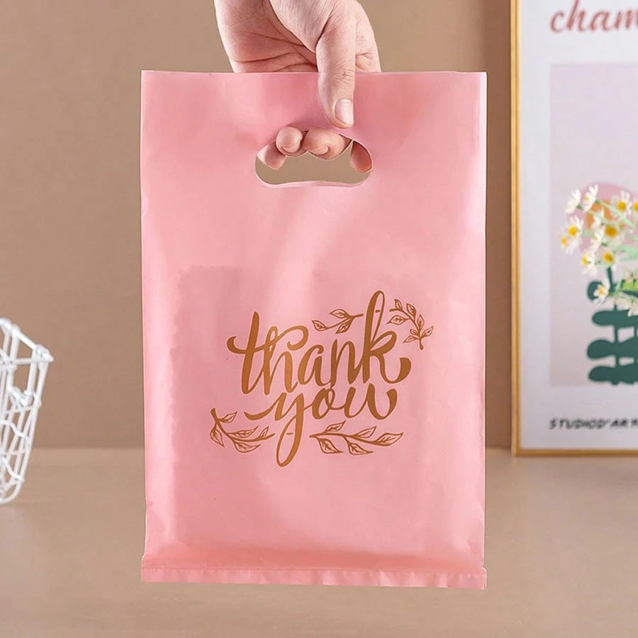 50/20pcs Thank You Gift Bags Wedding Candy Biscuit Packaging Plastic Bag Birthday Party Gift For Guests Small Business Supplies