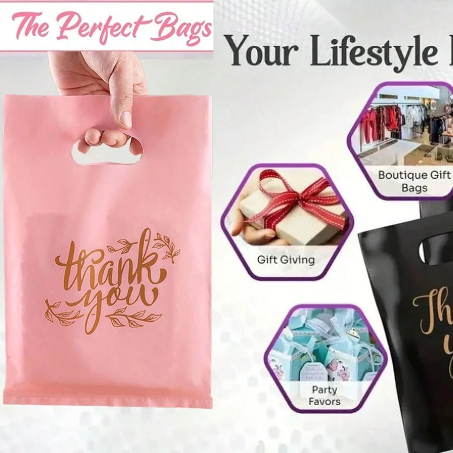50/20pcs Thank You Gift Bags Wedding Candy Biscuit Packaging Plastic Bag Birthday Party Gift For Guests Small Business Supplies