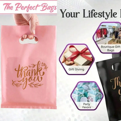 50/20pcs Thank You Gift Bags Wedding Candy Biscuit Packaging Plastic Bag Birthday Party Gift For Guests Small Business Supplies