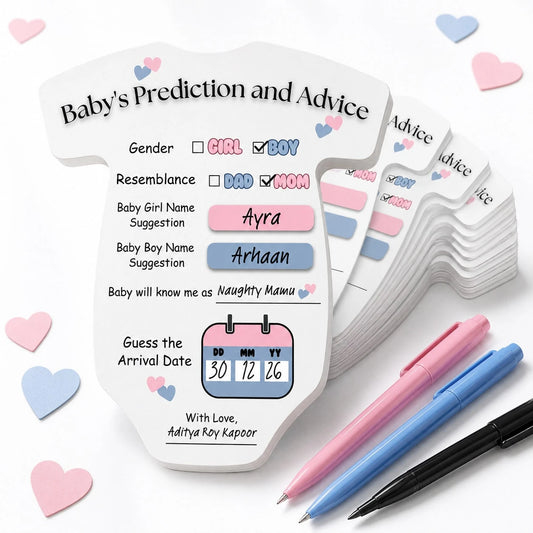 50/30/20PCS Baby Shower Prediction Advice Cards, Romper Shaped Gender Reveal Game, Mom To Be Party Supplies, Baby Shower Decorations