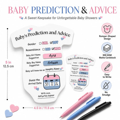50/30/20PCS Baby Shower Prediction Advice Cards, Romper Shaped Gender Reveal Game, Mom To Be Party Supplies, Baby Shower Decorations
