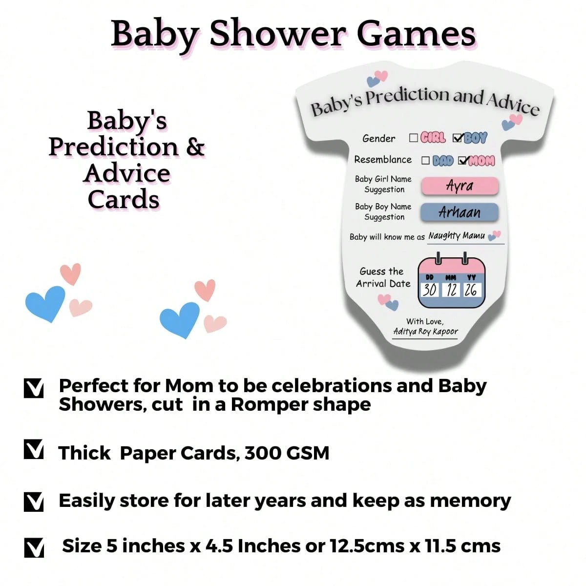 50/30/20PCS Baby Shower Prediction Advice Cards, Romper Shaped Gender Reveal Game, Mom To Be Party Supplies, Baby Shower Decorations