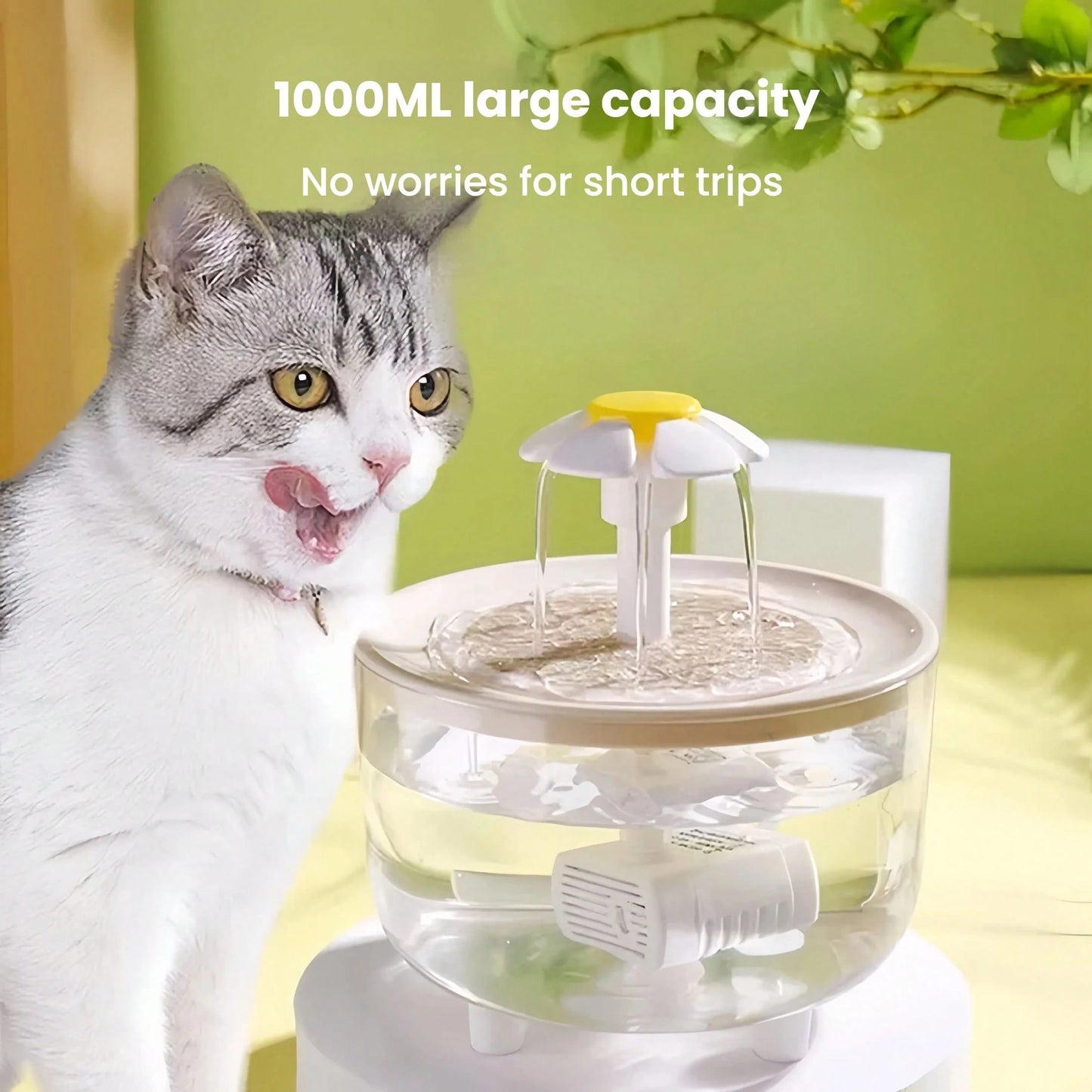 50.72oz Automatic Cat Water Dispenser- USB Powered, Low Voltage Pet Water Fountain With Quiet Operation- No Batteries Needed, Perfect For Cats & Small Dogs