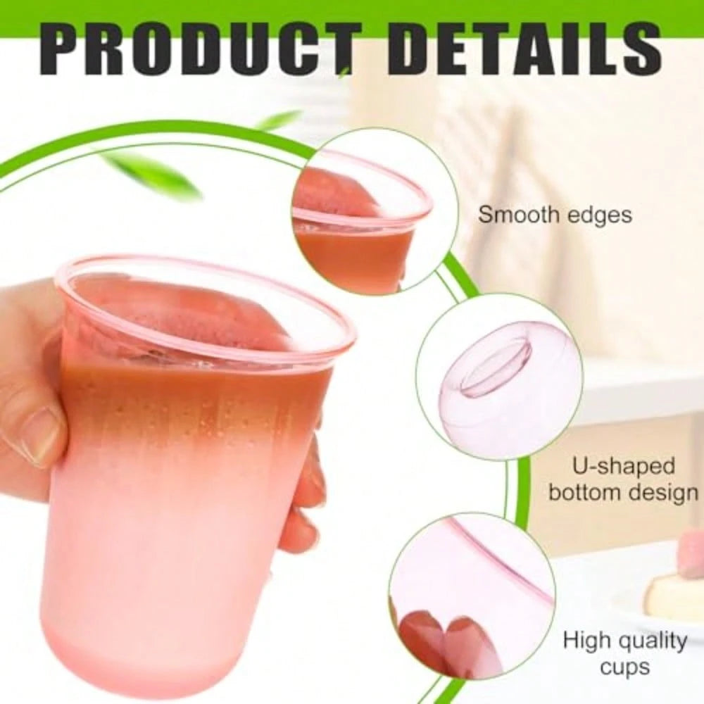 50 Pcs Disposable Stemless Es Crystal Plastic Wine Es C Classic PET Drinking Cup For Meeting Weddings Birthday Cocktail Christmas Party Supplies Pink 12oz