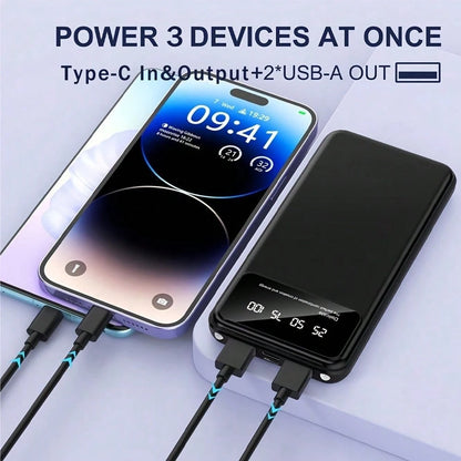 50000mAh Large-Capacity Power Bank Portable Charger, 20W Fast Charge Suitable For Charging All Mobile Phones.With LED Power Display/With Dual Flashlight For Outdoor Travel Emergency Power Supply Devic
