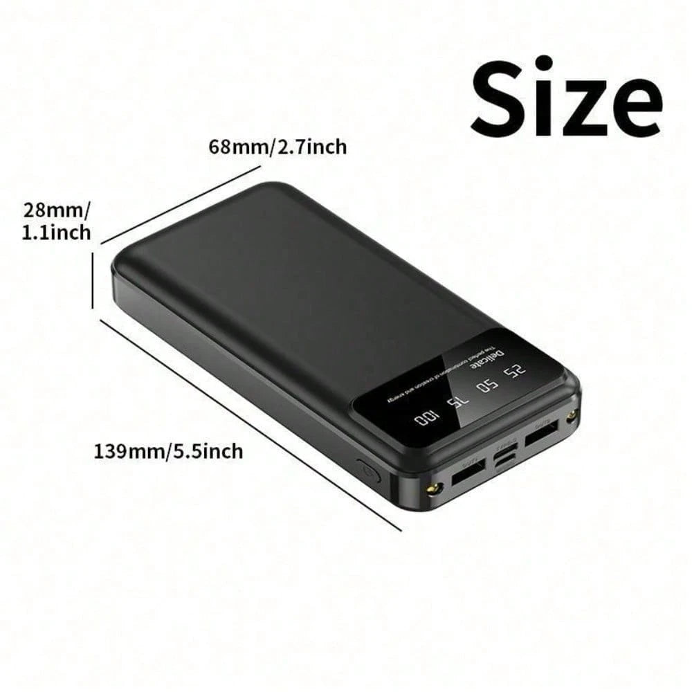 50000mAh Large-Capacity Power Bank Portable Charger, 20W Fast Charge Suitable For Charging All Mobile Phones.With LED Power Display/With Dual Flashlight For Outdoor Travel Emergency Power Supply Devic