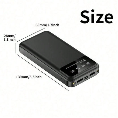 50000mAh Large-Capacity Power Bank Portable Charger, 20W Fast Charge Suitable For Charging All Mobile Phones.With LED Power Display/With Dual Flashlight For Outdoor Travel Emergency Power Supply Devic