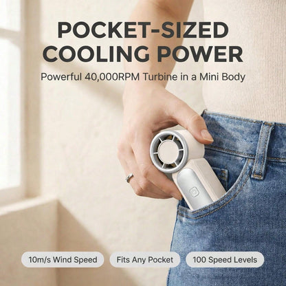 5000mAh Rechargeable Personal Fan, 6 Speed 16900 RPM High Velocity Fan With LED Display, Portable White Fan For Daily Use
