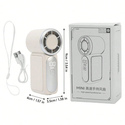 5000mAh Rechargeable Personal Fan, 6 Speed 16900 RPM High Velocity Fan With LED Display, Portable White Fan For Daily Use