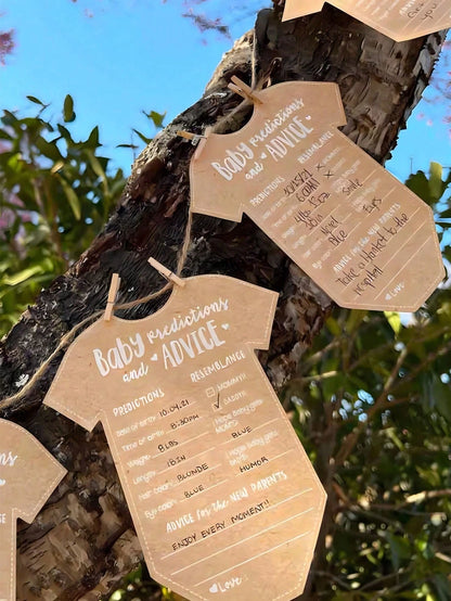 50pcs-Clothing Style Prediction Advice Cards For Decoration Gender Reveal Kraft Paper Suggested Prediction Cards For Baptism Game Gift Or Party Guests To Offer Advice For New Parents Handwritten Cards