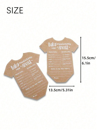 50pcs-Clothing Style Prediction Advice Cards For Decoration Gender Reveal Kraft Paper Suggested Prediction Cards For Baptism Game Gift Or Party Guests To Offer Advice For New Parents Handwritten Cards