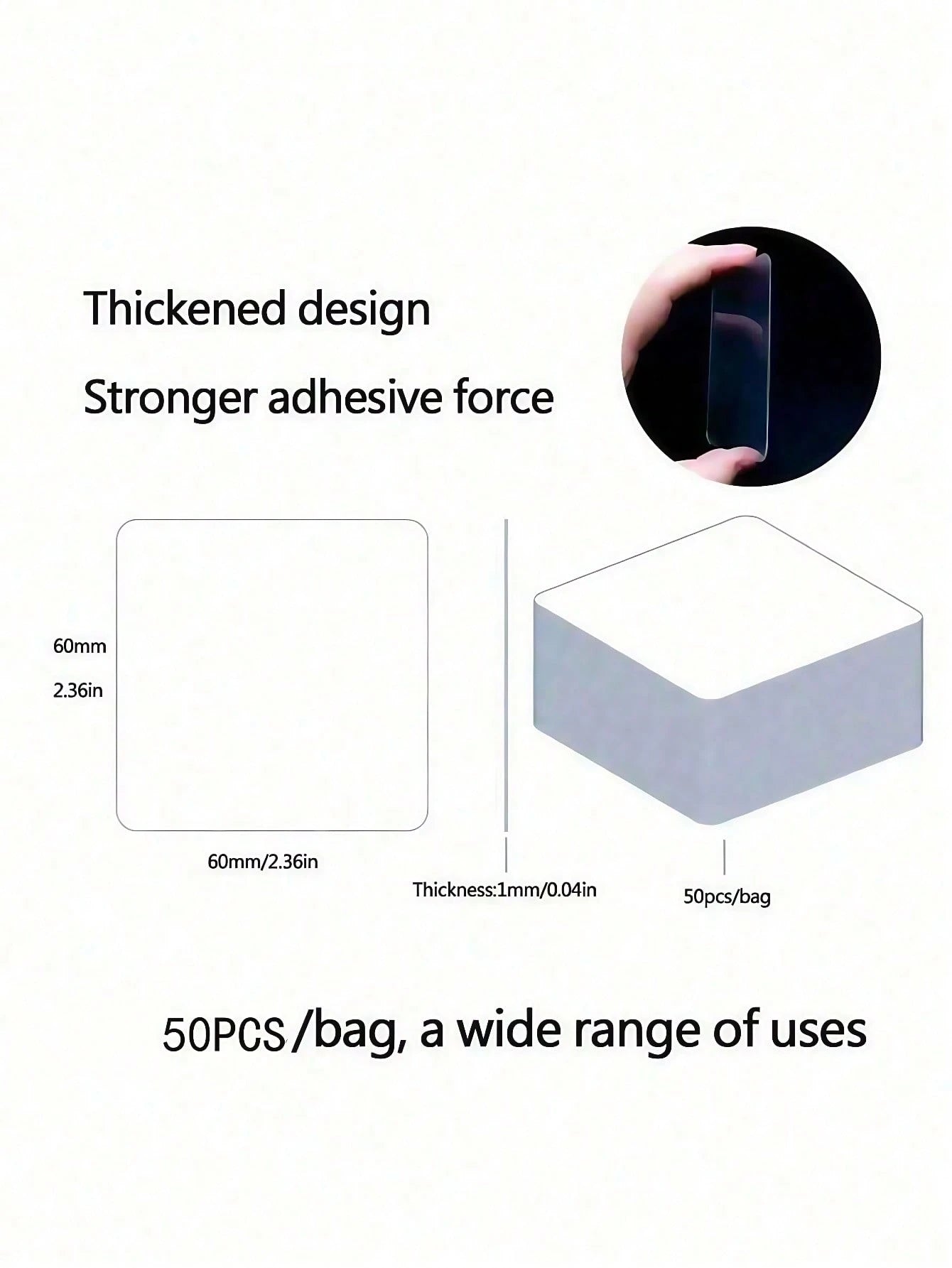 50pcs Heavy Duty Nano Double-Sided Adhesive Tapes, Waterproof Tapes, Square Transparent Nano Double-Sided Tape Stickers, Multi-Purpose Double-Sided Adhesive Tapes, Strong Adhesive Stickers For Wall Ha
