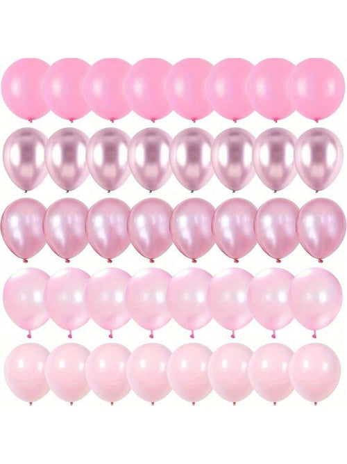 50pcs Pink Balloon Set- Chrome Pink, Pearl Pink, Macaron Pink And Various Soft Pink Shades, Suitable For Decorating Backgrounds And Gifts For Girls And Girl Birthdays, Weddings, Christenings, Princes
