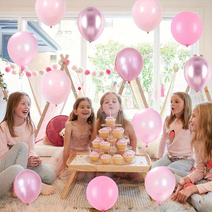 50pcs Pink Balloon Set- Chrome Pink, Pearl Pink, Macaron Pink And Various Soft Pink Shades, Suitable For Decorating Backgrounds And Gifts For Girls And Girl Birthdays, Weddings, Christenings, Princes