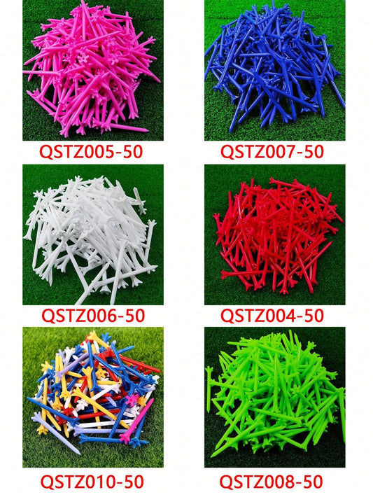 50Pcs Plastic Golf Tee Set- An Unbreakable Golf Tee With Golf Nails, Golf Seats, Ball Holders, And Five Claw Nails For Higher Durability And Reduced Friction