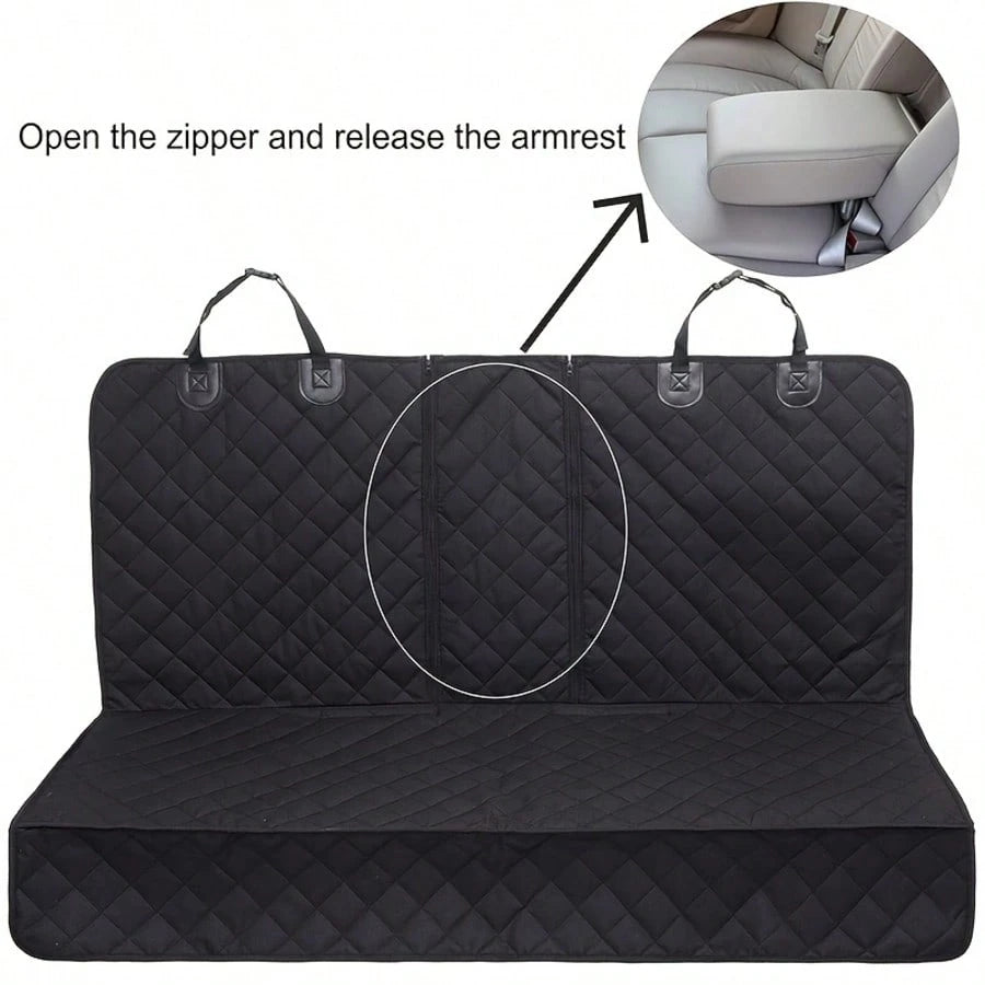 53in Dog Car Seat Cover, Back Seat Cover For Dogs Pet Car Seat Protector Waterproof Bench Car Seat Cover, Non-Slip Reat Seat Cover Fits Middle Armrest For Most Cars Trucks SUVs- Black- Waterproof Ea