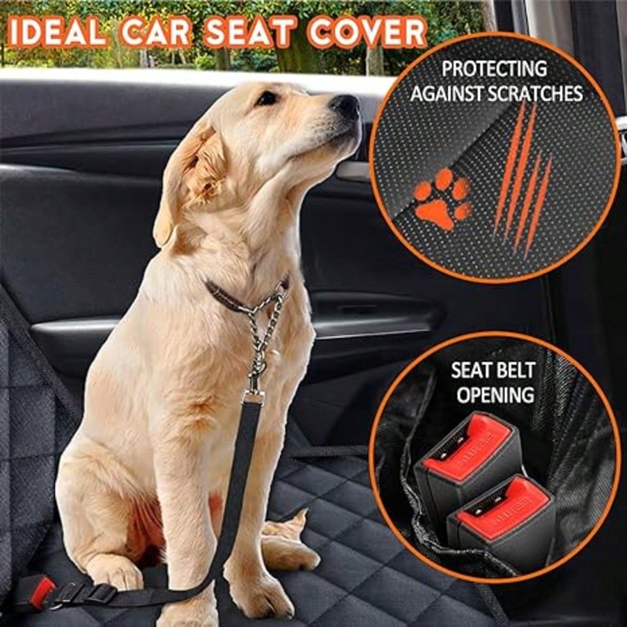 53in Dog Car Seat Cover, Back Seat Cover For Dogs Pet Car Seat Protector Waterproof Bench Car Seat Cover, Non-Slip Reat Seat Cover Fits Middle Armrest For Most Cars Trucks SUVs- Black- Waterproof Ea