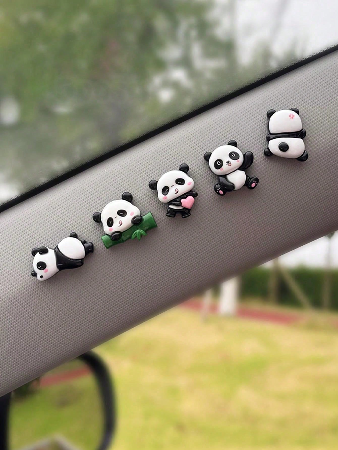 5pcs Car Ornament Cartoon Creative Panda Screen Central Control Car Interior Decoration Products