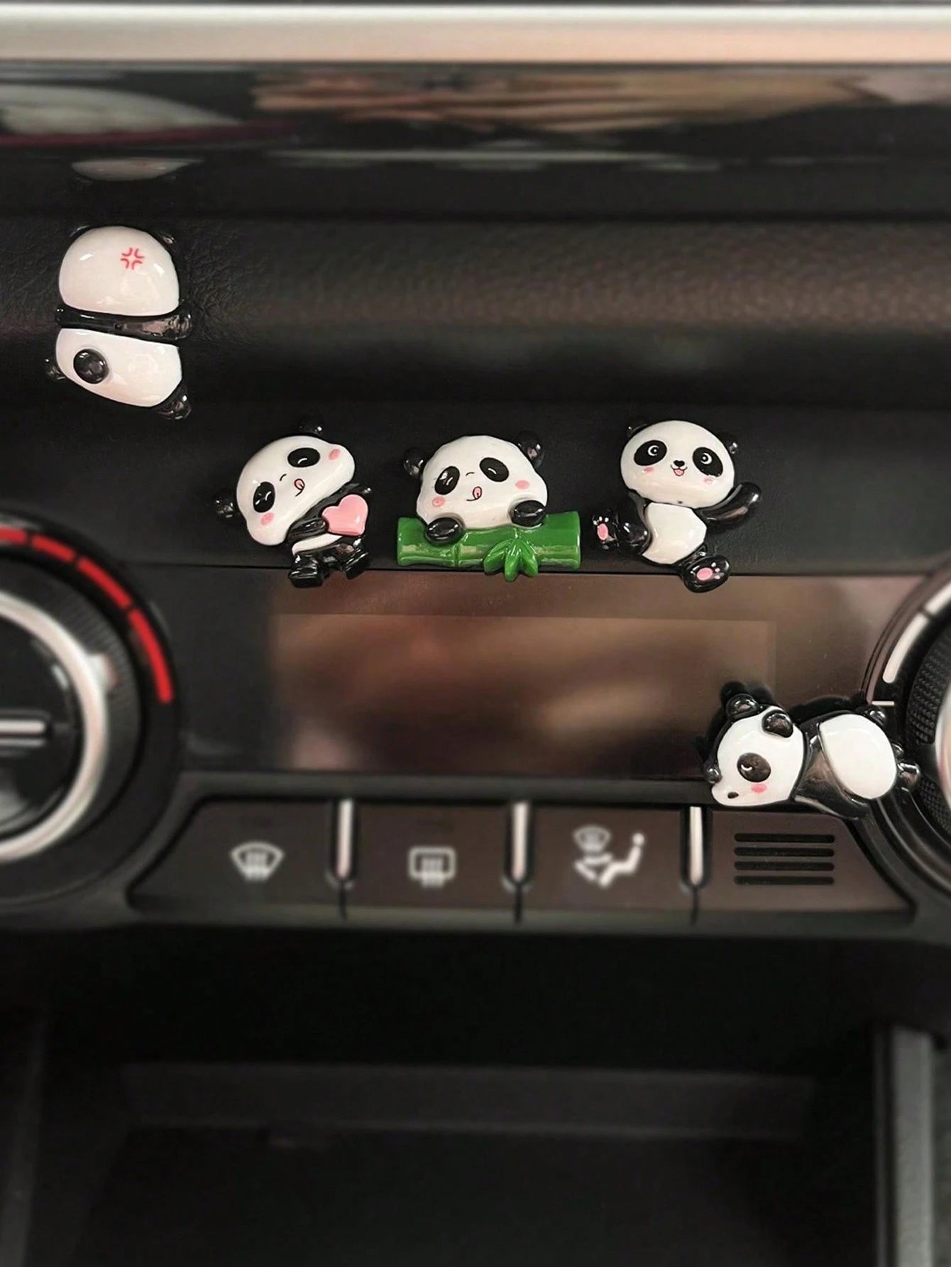 5pcs Car Ornament Cartoon Creative Panda Screen Central Control Car Interior Decoration Products